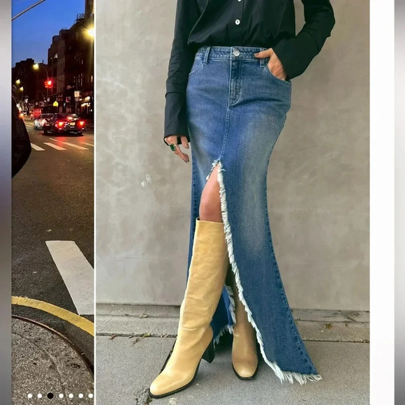 NWT Show Me your Mumu Reba Denim Maxi Skirt size 27 - Picture 2 of 16